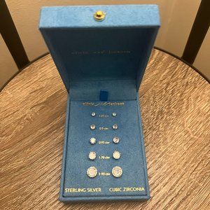 Olivia and Jackson Sterling Silver Cubic Zirconia Stud Earrings